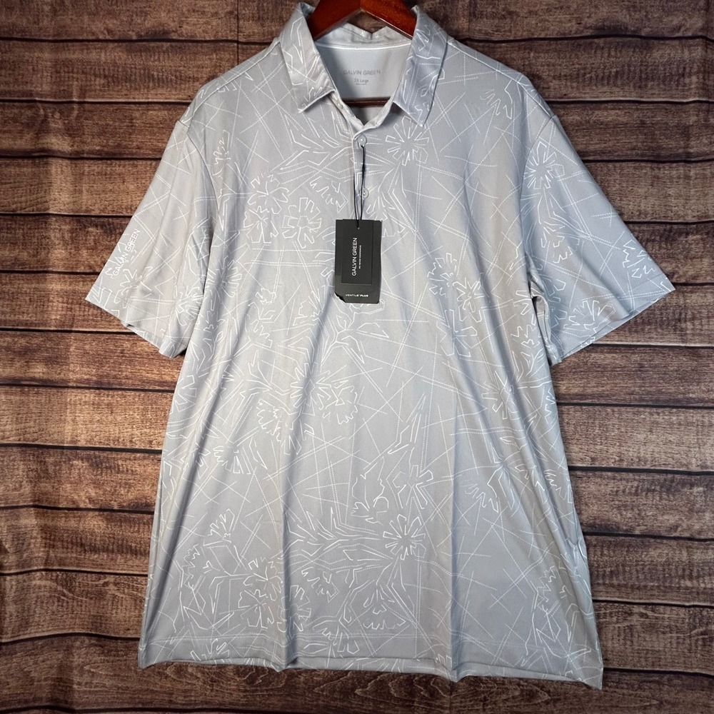 Galvin Green Maverick Shirt V8+ Mens XXL Cool Grey White Golf Polo NEW